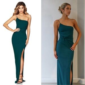 Nookie Lust One Shoulder Gown in Teal